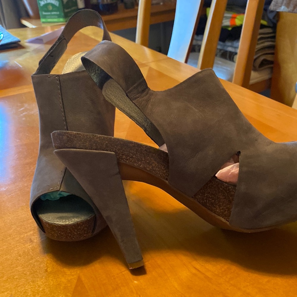 Nine West Charcoal Suede Sling Back Sandals